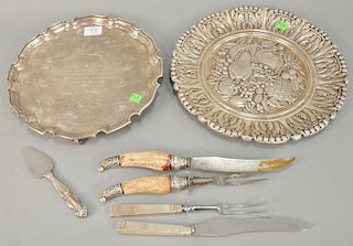 Seven piece sterling silver group to include a sterling silver James Robinson award salver (dia. 12 1/2 in.), Reed & barton sterling...