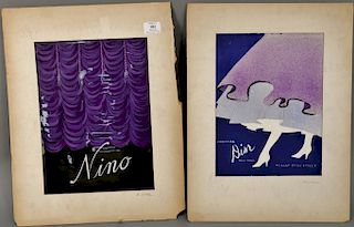 Two Kenneth Jay Lane mixed media advertising drawerings to include "Christian Dior New York 45 East 57th Street", signed lower right...