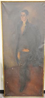 Peter Sheil (20th century), oil on canvas, full length portrait of Kenneth Jay Lane, signed and dated lower left: Sheil 1954, writte...
