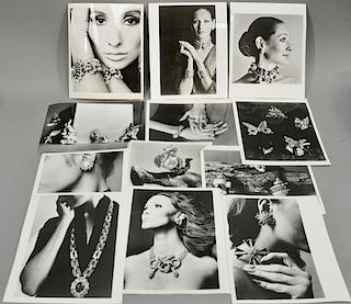 Collection of black and white photographs of Kenneth Lane jewelry, possibly for advertising along with Kenneth Jay Lane for Trifari ...