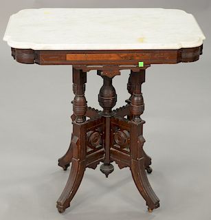 Victorian marble top table. ht. 29 in., top: 21" x 30"