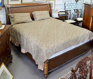 Six piece lot to include a king size bed (complete with mattress and box springs), ht. 56 in., two chests, pair of night tables, and...