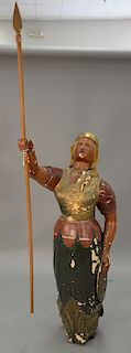 Cast figurehead with spear. figure ht. 66 in., total ht. 94 in.