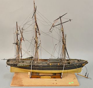 Five piece ship model lot including a three masted ship model Westward Ho sailor made (ht. 27 1/2 in., lg. 32 in.), Bark Baltimore (all as is) and a p