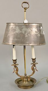 Bouillet brass table lamp with metal shade. ht. 24 in.