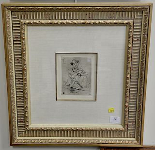 Paul Cezanne, etching, Portrait of the Artist A. Guillumin at Hangedman 1873. plate size 5 3/4" x 4 3/8"