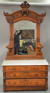 Victorian marble top chest and mirror. ht. 94 in., wd. 48 in.