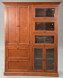 Large cherry cabinet with glass doors, bassett. ht. 77 in., wd. 56 in.