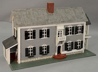 Dollhouse and furnishings. ht. 30 in., lg. 30 in., wd. 20 in.