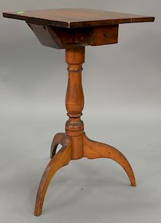 Federal candle stand with drawer. ht. 27 in., top: 15" x 16"