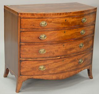 George III mahogany bowfront chest. ht. 35 1/2 in., wd. 39 in.