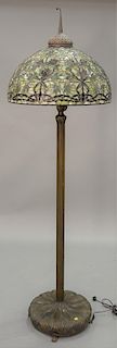Reproduction Tiffany style leaded floor lamp. ht. 80 in., dia. 24 1/2 in.