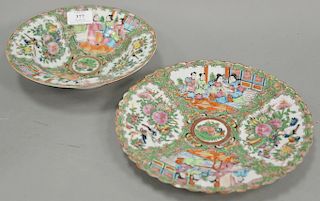 Twenty piece lot to include eleven export rose medallion bowls (dia. 8 1/4 in.) and a set of nine export rose medallion plates with ...