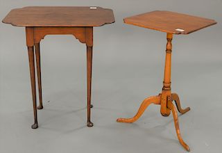 Eldred Wheeler two piece lot to include small tea table ht. 25 in., top: 18 3/4" x 23 1/2" and candlestand ht. 26 in., top: 16" x 16".