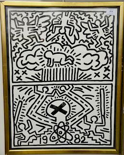 Keith Haring, Nuclear Disarmament poster 1982, offset lithograph on paper, printed signature lower right K. Haring 1982. sight size...