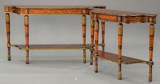 Two Contemporary hall tables. ht. 37 in., wd. 66 in., and ht. 37 in., wd. 47 1/2 in.