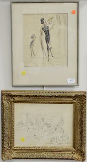 Three paintings by Aaron Sopher (1905-1972) to include a watercolor, "Museum No. 12", sight size 10 1/4" x 8 3/4"; a watercolor, Joe...