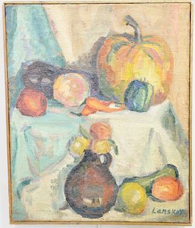 Andre Lanskoy (1902-1976), oil on canvas, still life of fruit and vegetables, signed lower right: Lanskoy. 23" x 19"