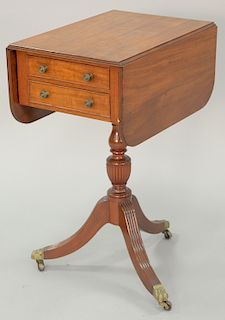 Margolis Duncan Phyfe style drop leaf stand with two drawers. ht. 28 1/2 in., top: 13 3/4" x 19 1/2"