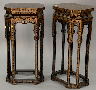 Pair of paint decorated stands, Chinese style. ht. 35 1/2 in., top: 13" x 18"