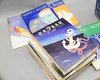 Group lot of approximately fifty vintage Harper's Bazaar magazines ranging between the years 1931 to 1943.