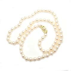 Mikimoto 18k Yellow Gold 7mm to 6.5mm Pearl Necklace