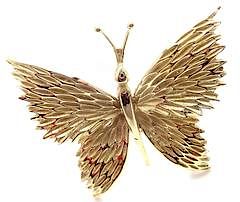  Tiffany & Co 18k Yellow Gold Butterfly Pin Brooch