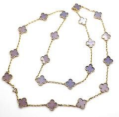 Van Cleef & Arpels 18k 20 Lavender Alhambra Necklace