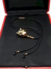 Cartier Panthere 18k Gold Emerald Lacquer Cord Necklace