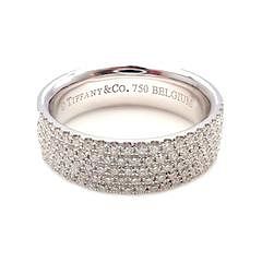 Tiffany & Co. 18k White Gold Diamond 5 Row Metro Ring