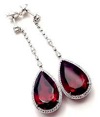 Tiffany & Co Platinum Diamond Rubellite Drop Earrings 