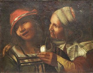 Old Master Oil on Canvas of Two Figures.