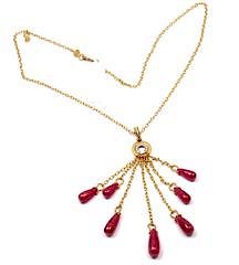 Gurhan 24k Yellow Gold Ruby Drop Necklace 