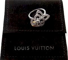 Louis Vuitton 18k White Gold Diamond Flower Ring 