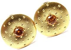 Alex Sepkus 18k Yellow Gold Fancy Brown Diamond Center Earrings 