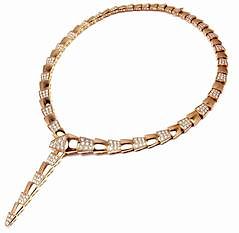Bulgari Serpenti 18k Rose Gold Pave Diamond Necklace 