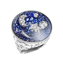 Chanel Comete 18k White Gold Diamond Sapphire Large Ring