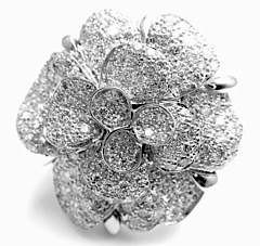 Chanel Camellia FLower 18k White Gold Diamond Large Ring