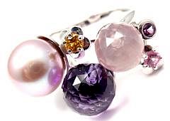 Chanel 18k White Gold Amethyst Pearl Sapphire Ring
