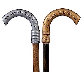 Two Jimmy Carter Crook Handle Canes