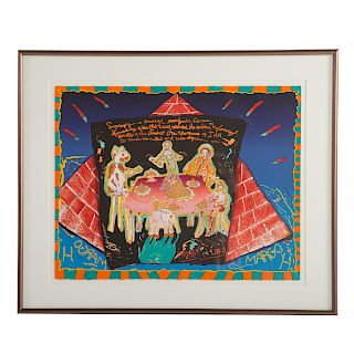 Margo Humphrey. "Pyramids for Lunch," lithograph