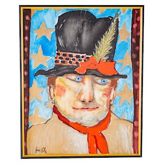 Joan Erbe. Man in a Feathered Hat, oil on canvas