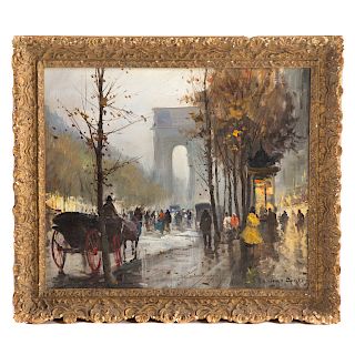 After Edouard Cortes. Paris Street Scene, oil