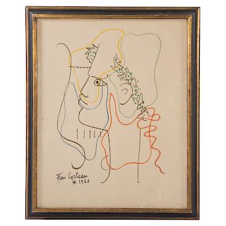 Jean Cocteau. "Orpheus," color lithograph