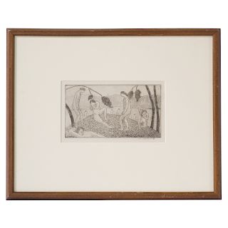 Abraham Walkowitz. Bathers, etching