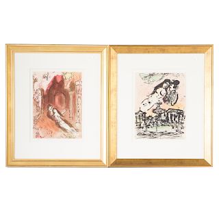 After Marc Chagall. Two framed lithographs