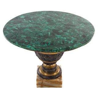 F. Barbedienne malachite & bronze coffee table
