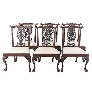 Six George II style mahogany dining chairs