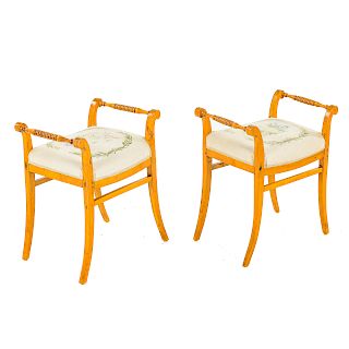 Pair Swedish birch stools