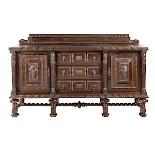 Portuguese carved acacia sideboard